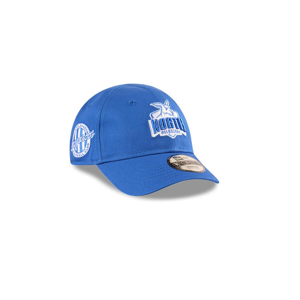 North Melbourne Kangaroos Youth Hat - AFL 2025 Badged Blue OTC 9Forty Kids Strapback Cap - New Era